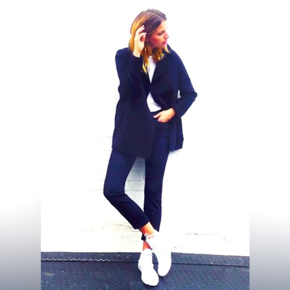 AYR satin navyembroidered jacket coat designer luxury revolve spring $400